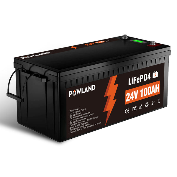 POWLAND LiFePO₄ battery 24V 100AH BMS Series and parallel connection Fast Charge Balanced