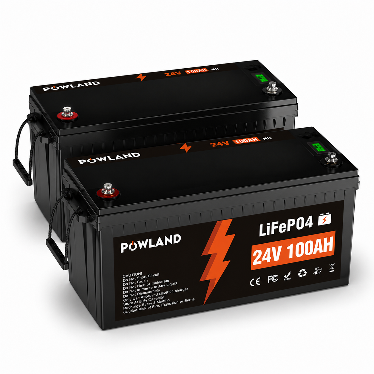 POWLAND LiFePO₄ battery 24V 100AH BMS Series and parallel connection Fast Charge Balanced