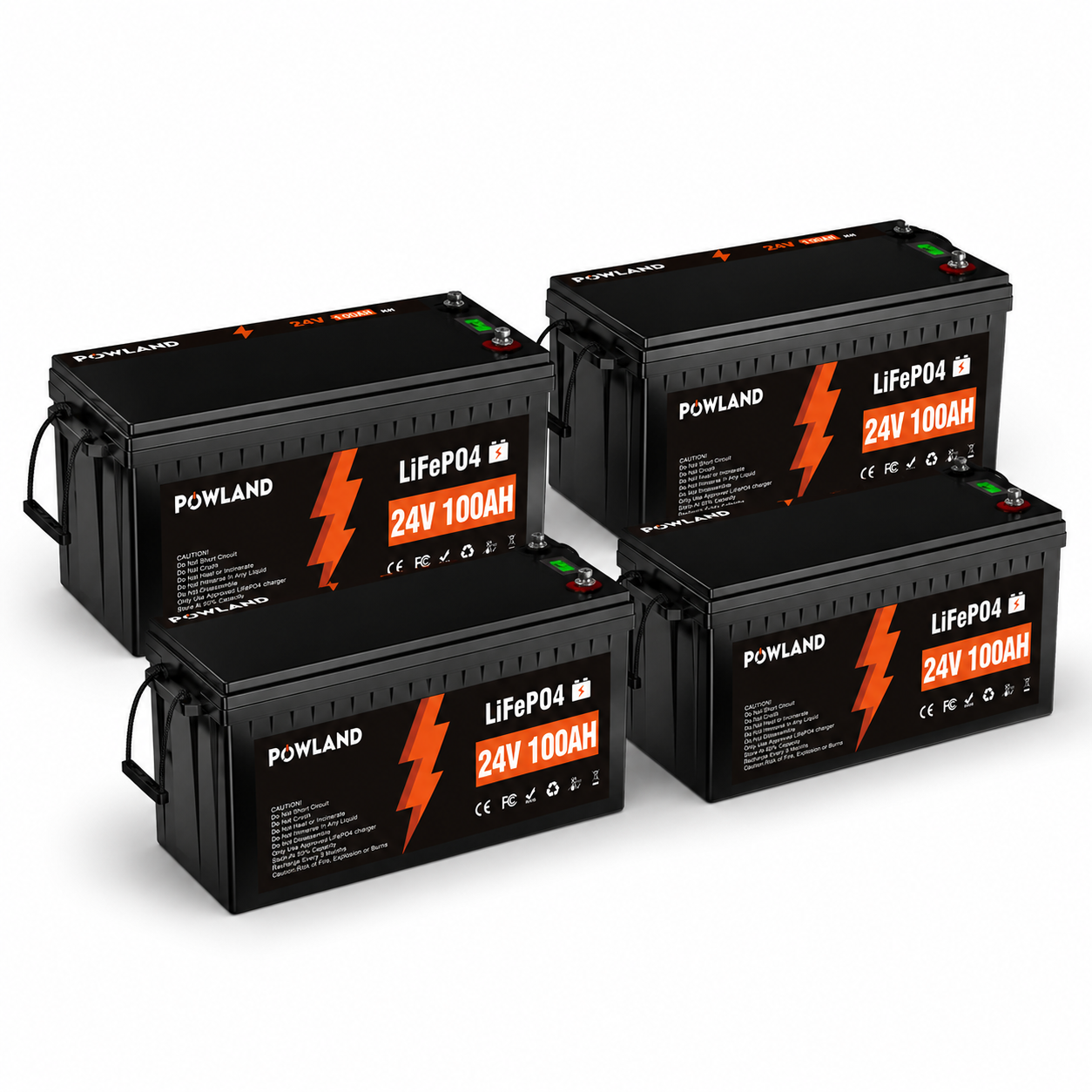 POWLAND LiFePO₄ battery 24V 100AH BMS Series and parallel connection Fast Charge Balanced