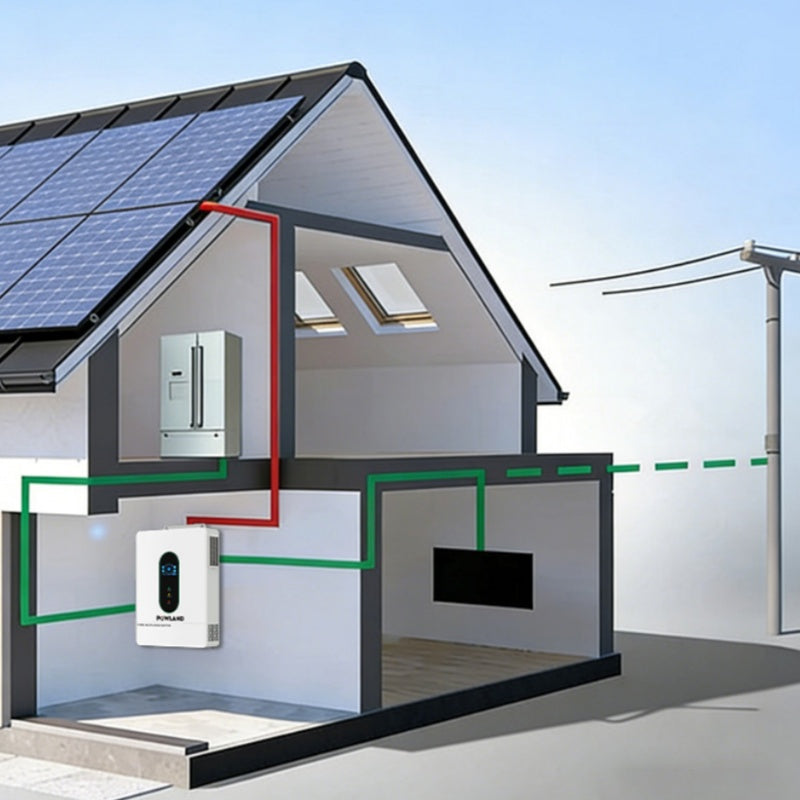 POWLAND Hybrid Solar Inverter 12kW 48V Split Phase Pure Sine Wave WiFi UL1741 FCC Certified