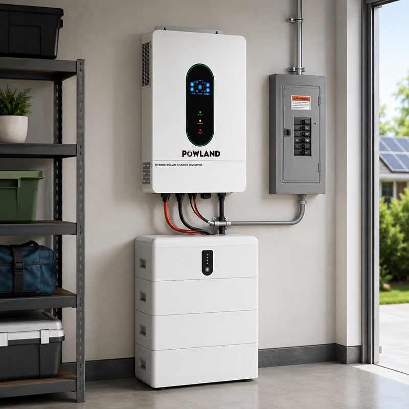 POWLAND Hybrid Solar Inverter 12kW 48V Split Phase Pure Sine Wave WiFi UL1741 FCC Certified