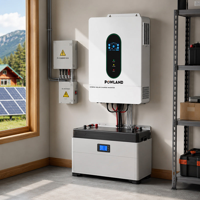 POWLAND Hybrid Solar Inverter 12kW 48V Split Phase Pure Sine Wave WiFi UL1741 FCC Certified
