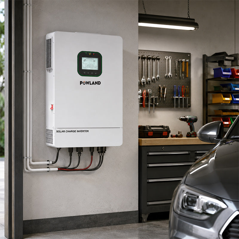 POWLAND 6.5kW Solar Hybrid Inverter Charger 48V DC to 120V AC Built in 120A MPPT Charge Controller up to 6 Parallel WiFi