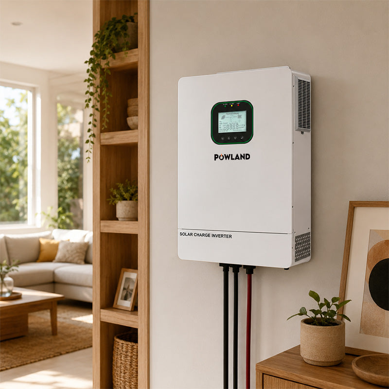 POWLAND 6.5kW Solar Hybrid Inverter Charger 48V DC to 120V AC Built in 120A MPPT Charge Controller up to 6 Parallel WiFi