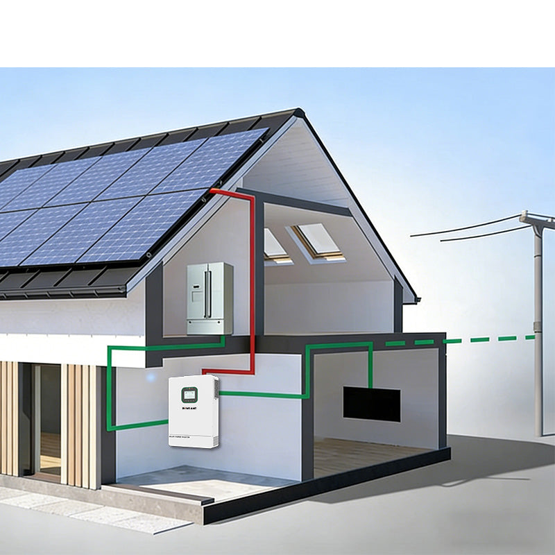 POWLAND 6.5kW Solar Hybrid Inverter Charger 48V DC to 120V AC Built in 120A MPPT Charge Controller up to 6 Parallel WiFi