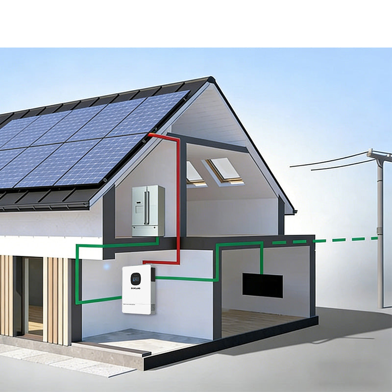 POWLAND 10kW Grid-Tied Hybrid Solar Inverter 48V DC to 120V/240V AC Split Phase MPPT  WiFi UL1741
