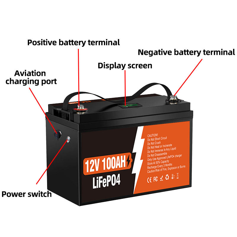 POWLAND LiFePO₄ Battery 12V-100AH BMS Series and Parallel Connection Rechargeable